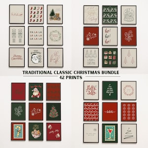 classic christmas prints, 42 prints christmas bundle, wall art printables, traditional christmas, christmas wall art, holiday decor