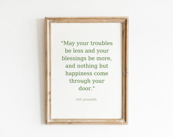 irish blessing proverb print | st.patricks day decor | st patrick's day printables | st patricks day wall art | printable wall art | minimal