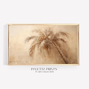 Rustic Date Palm Tree Samsung Frame TV Digital Painting Natural Earthy Desert Decor Oasis Inspired Minimalist Arabian Interior Islamic Art