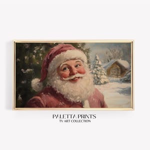 Santa in Winter Landscape TV Art | Digital Art for Samsung Frame TVs | Impressionist Santa Scene | Cozy Holiday Painting | Christmas TV Art
