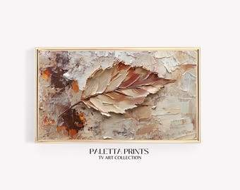 Frame TV Textured Autumn Leaf Art | Digital Art for Samsung Frame TVs | Rustic Fall Decor | Neutral Seasonal Art | Paletta Studio | Fall Art