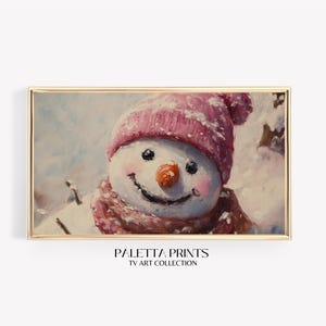 Snowman Close-Up TV Art | Digital Art for Samsung Frame TVs | Impressionist Holiday Portrait | Winter TV Art | Christmas TV Art | Impasto