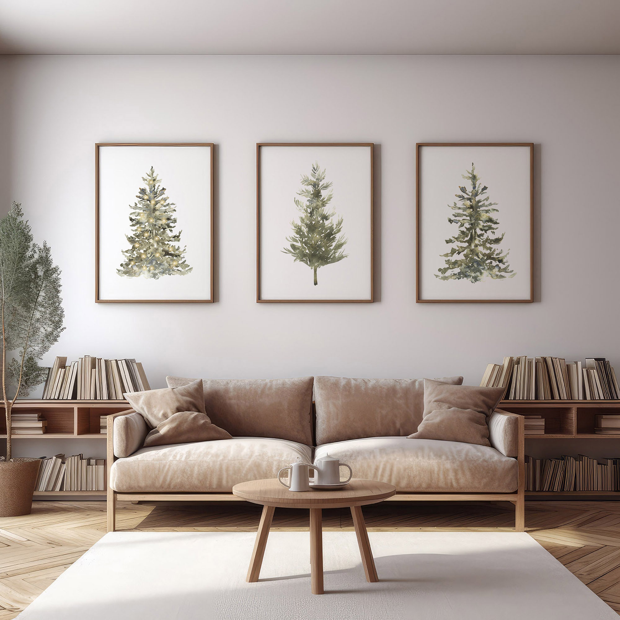 Christmas Tree Wall Art Set of 3, 3 Piece Christmas Wall Art, Christmas ...