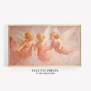 Samsung Frame TV Pink Christmas Angels Artwork| Aesthetic Frame TV Art |Holiday Frame Tv Art| Ggirly Christmas Decor| Cute Christmas TV Art