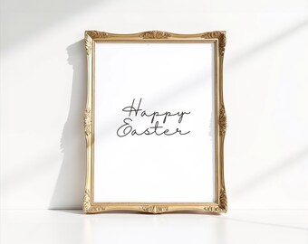 Minimalistisk Glad Påsk Väggkonst Modern Påskskylt Digital Kalligrafi Utskrivbar Juldekor Elegant Skrift Typografi