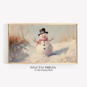 Snowman in Winter Sunshine TV Art | Digital Art for Samsung Frame TVs | Impressionist Holiday Scene | Winter TV Art | Christmas TV Art