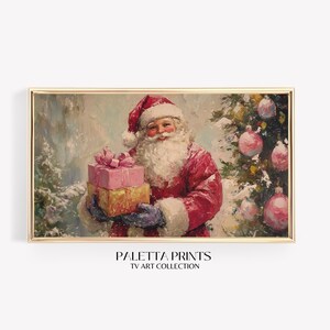 Santa with Christmas Gifts TV Art | Digital Art for Samsung Frame TVs | Impressionist Holiday Scene | Festive Santa Painting | Winter | TV
