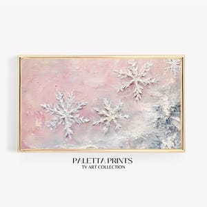 Frame TV Pink Christmas Snowflake artwork| Aesthetic Frame TV Art |Holiday Frame TV Art| Girly Christmas Decor| Cute Christmas Tv Art