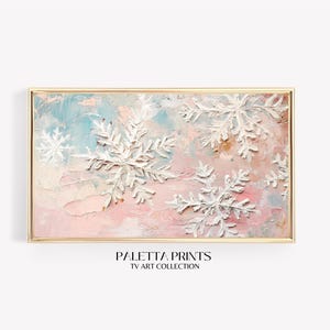 Frame TV Pink Christmas Snowflake Artwork| Aesthetic Frame TV Art | Holiday Frame Tv Art | Girly Christmas Decor| Cute Christmas TV Art