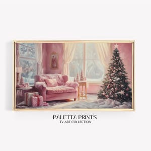 Pink Christmas Home TV Artwork | Aesthetic Frame TV Art | Holiday Hisense Frame TV Art| Girly Christmas Decor| Cute Christmas Samsung Tv Art