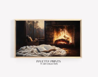 Frame TV Cozy Fireplace Art | Digital Art for Samsung Frame TVs | Warm Winter TV Art | Vintage Scene TV Art | Paletta Prints