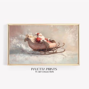 Santa’s Sleigh Ride TV Art | Digital Art for Samsung Frame TVs | Vintage Christmas Scene Art | Winter TV Art | Christmas TV Art