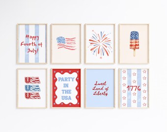 4th of july wall art set of 25+ prints americana patriotic printable wall art decor for fourth of july red white and blue america usa art