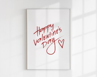 happy valentines day sign print | Valentines day decor printables | valentines prints | printable wall art | digital art | trendy wall art