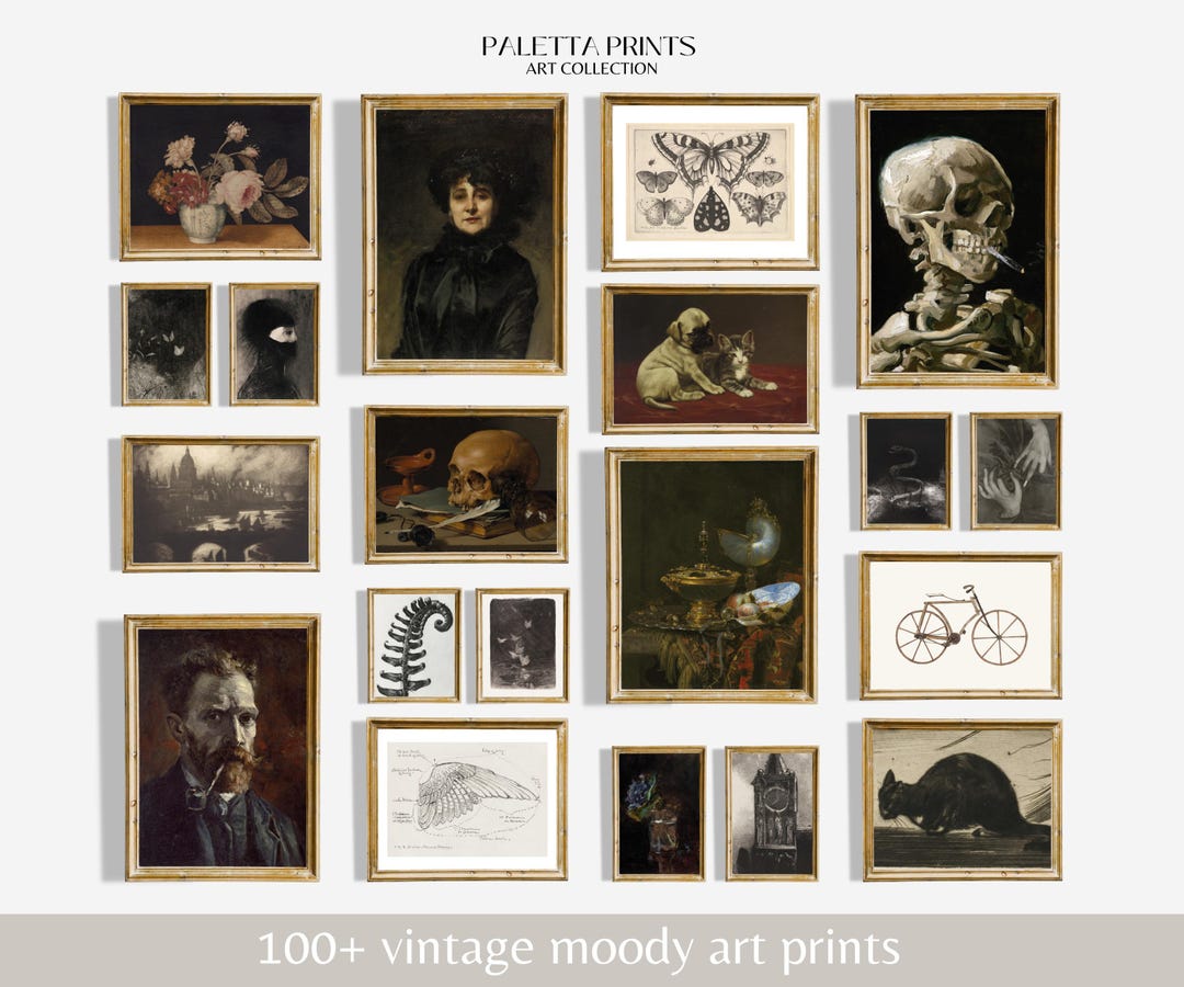 Vintage Moody Prints | Dark Academia Decor | Rustic Dark Gallery Wall ...