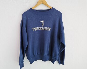 Vintage 90s Trussardi Logo Pullover Sweatshirt Women Size L