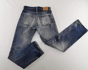 Denime Jeans Vintage Distressed Denime Made In Japan Selvedge Denim Jeans Pants Size 29/30x32