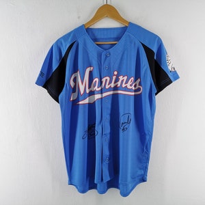 Chiba Lotte MARINES Jersey Vintage MARINES Japan Baseball Sport Jersey with Signature Shirt Size L