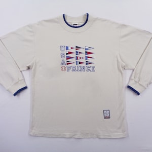 Shirt Prince Vintage Prince Made In Japan T-shirt met borduurlogo en lange mouw Maat M