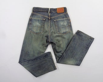 Edwin Jeans Vintage Distressed Taglia 30 Edwin 505 X Made In Japan Jeans Pantaloni Cimosati Taglia 30/31x29.5