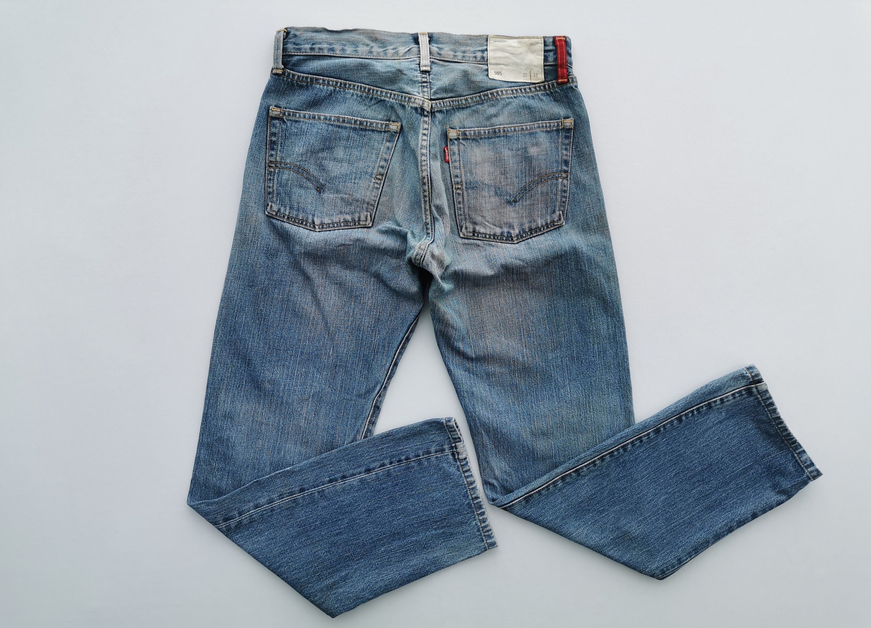 LEVI’S / 00's 505 crushed denim pants Levis 505 Jeans Distressed Vintage 00s Size 32 Levis 505 Red
