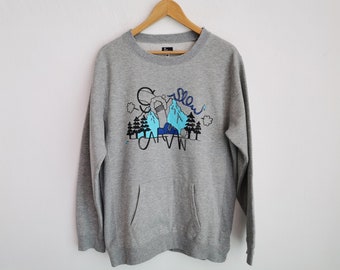 Vintage Go Slow Caravan Logo Design Pullover Sweatshirt Size M
