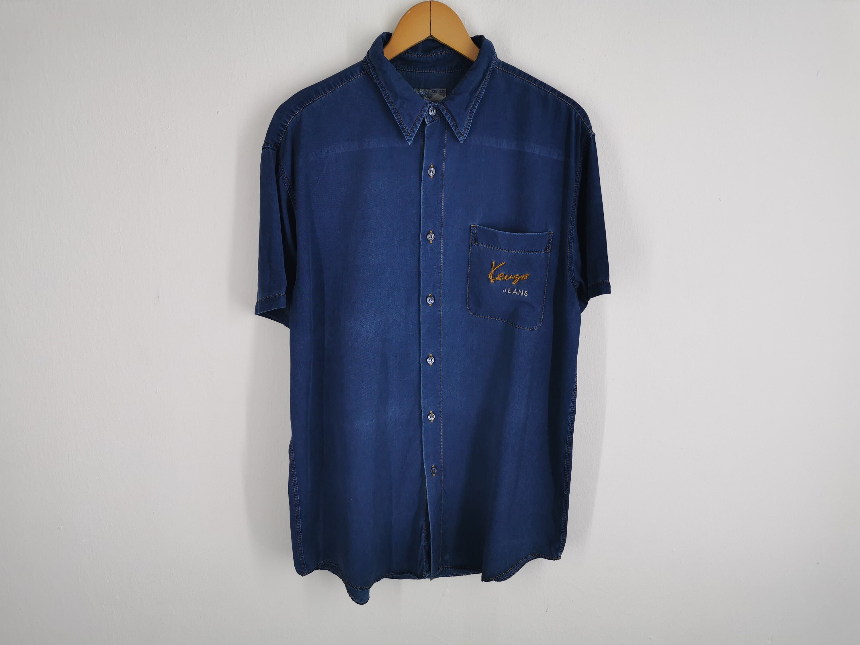 Kenzo shirt Vintage Kenzo denim overhemd met knopen maat L Etsy Nederland