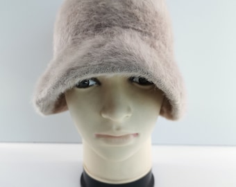 Kangol-Free People -Faux Fur Bucket -Grey Herringbone Vintage KANGOL HERRINGBONE Tweed Fedora Hat / Sherlock Vibes  main image 4