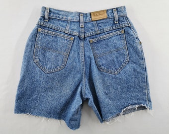 Distressed Vintage LL Bean Made In USA Cut Off Denim Womens Pants Size 26/27x6