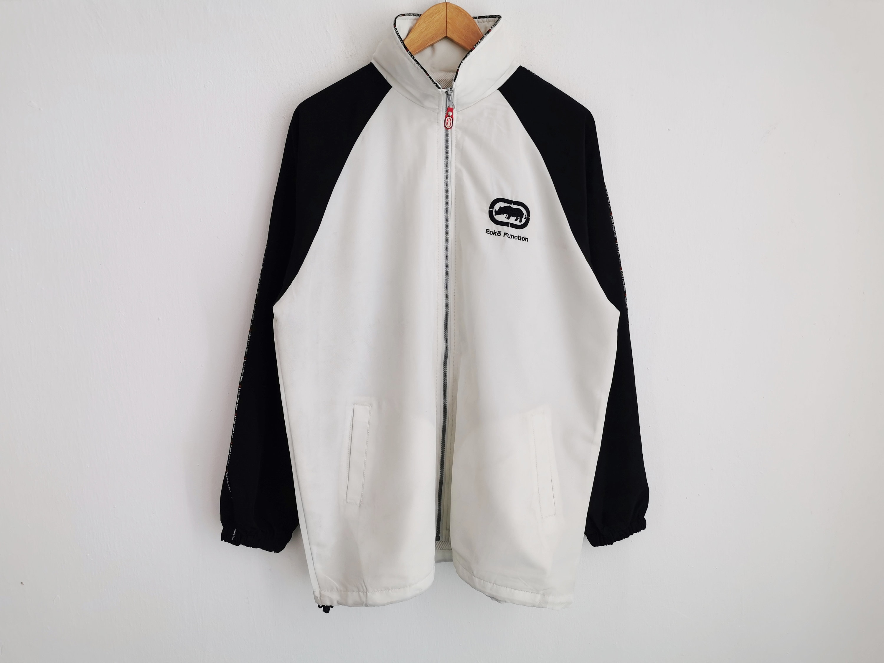 希少　90s ECKO FUNCTION セットアップ ナイロン　M ホワイト Ecko Function Jacket Ecko Function Big Logo Color Block