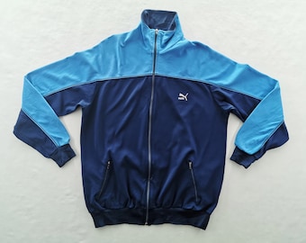 Vintage 80s Puma Navy Blue Windbreaker Jacket Puma West Germany Jacket Track Top Size M