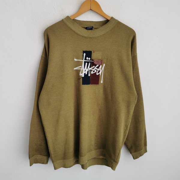 Stussy Distressed Felpa Vintage anni '90 Stussy Pullover Felpa Made In USA Taglia M