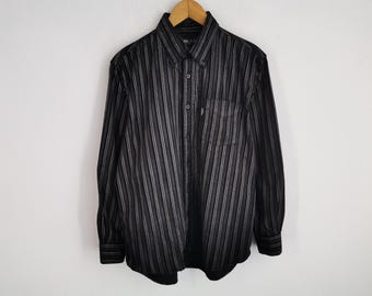 Camisa Michiko Koshino Vintage Michiko London Koshino Camisa con botones de pana a rayas Talla L