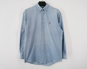 Polo Ralph Lauren Vintage-Jeanshemd im 90er-Jahre-Stil, Größe XL