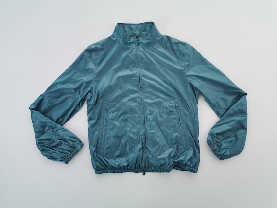 Herno, HERNO Jacket Vintage Herno Italy Gloss Green Light Zipper Windbreaker Jacket Women Size M
