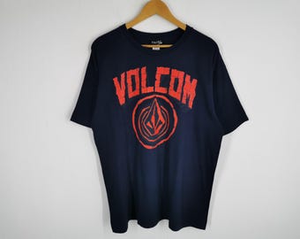 T-shirt Vintage Volcom Y2K Logo Mains - Taille XL Homme, Marron Kaki, Occasion Très Bon état