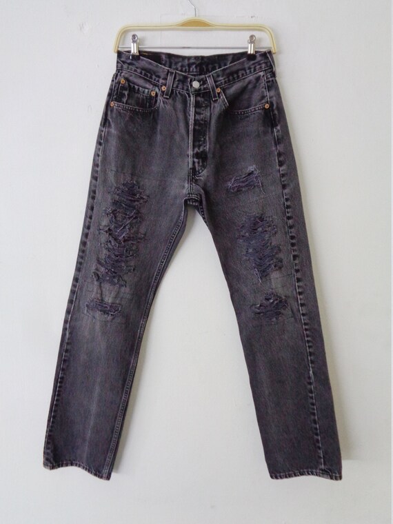 Levis 501 Jeans Distressed Vintage Size 31 Levis 501 Made In USA Button Fly Ripped Denim Jeans Size 27 28x30