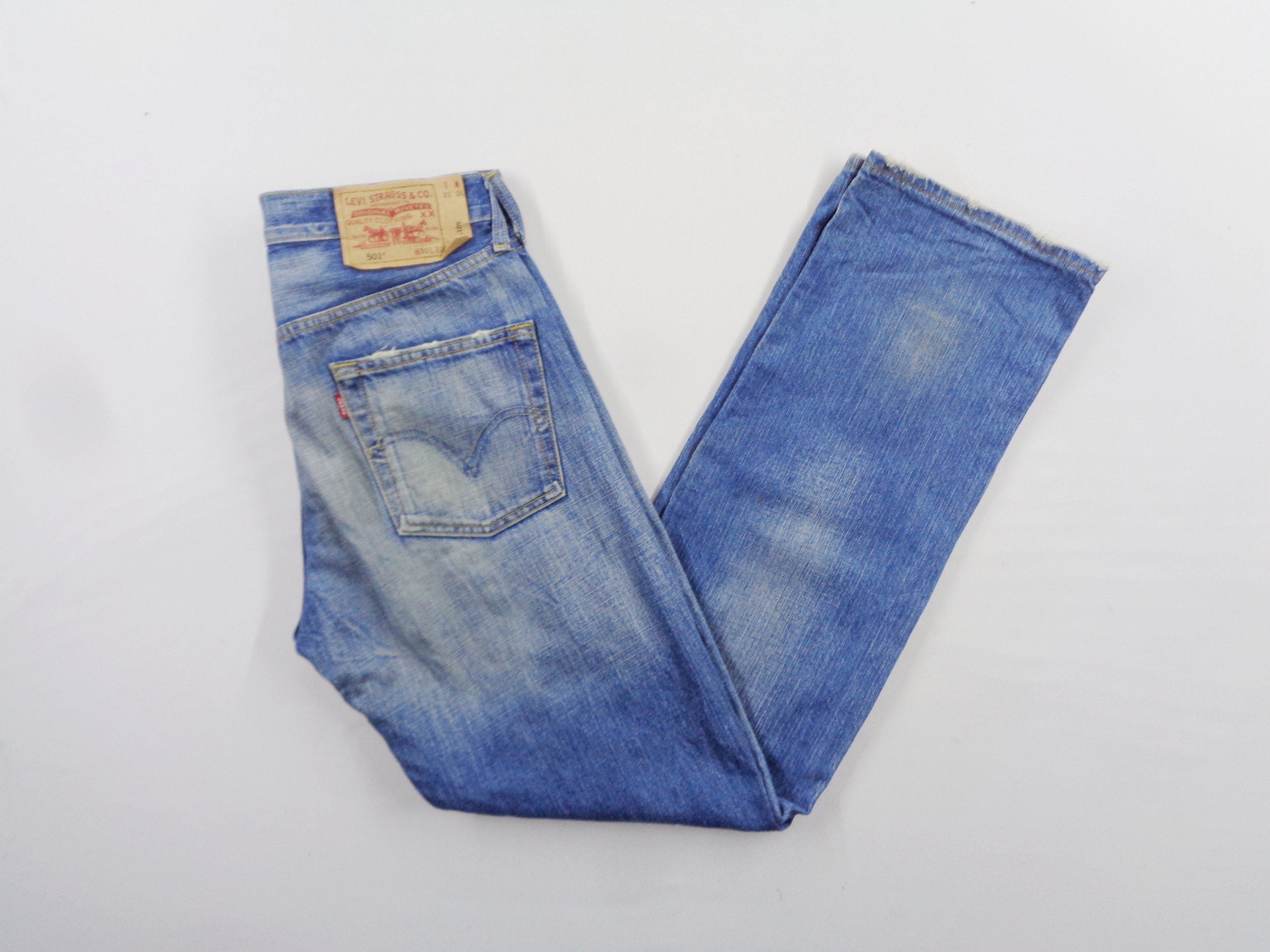 Levis Jeans Distressed Size 30 Levis 501 Button Fly Denim | Etsy