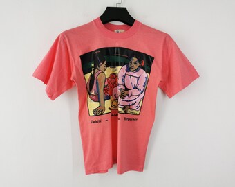 Tahitian Women on the Beach Shirt Vintage 80s Tahitian Women on the Beach By Paul Gauguin T Shirt Size S