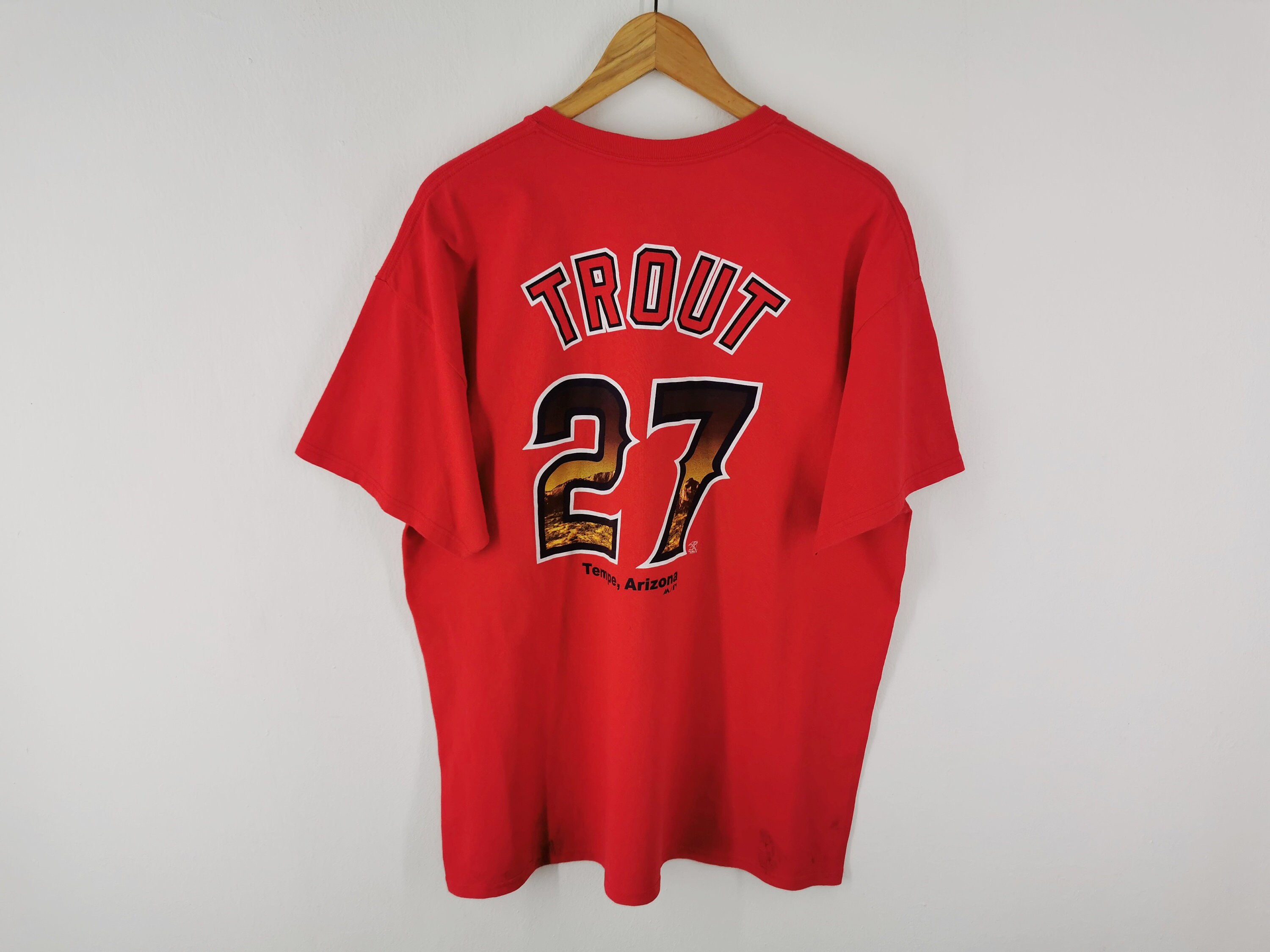 MLB エンゼルス【XL】マイク・トラウト#27 Majestic Tシャツ 赤