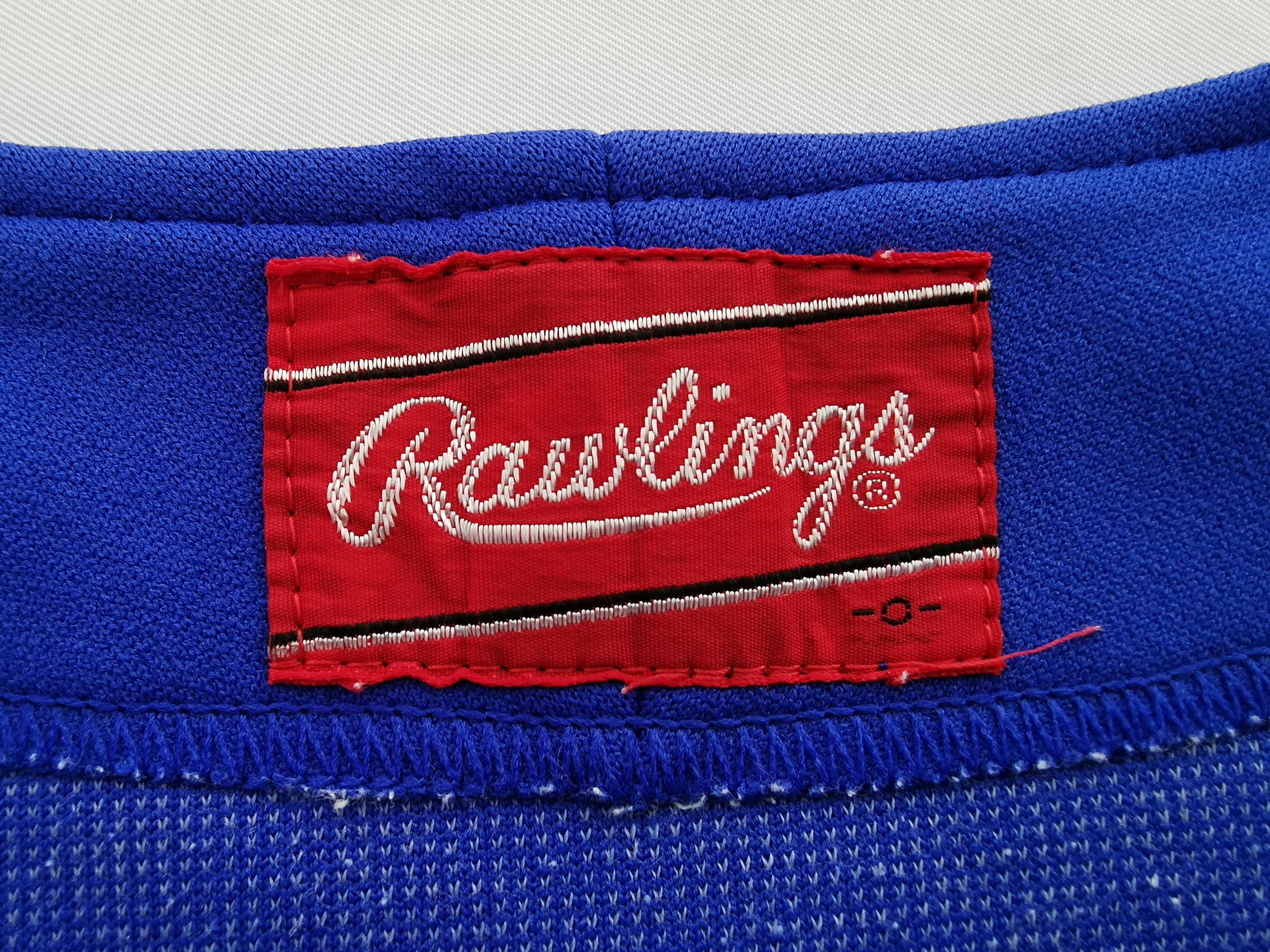 Maillot Baseball Vintage Rawlings – Taille XS Jeunesse, Rayures Blanches, Mitsubishi Kasei