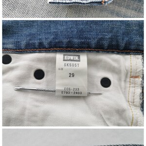 K&ouml;nnte beinhalten: Nahaufnahme einer blauen Jeans mit sichtbaren N&auml;hten, Metallkn&ouml;pfen und einem Etikett mit der Gr&ouml;&szlig;e 29. Die Jeans hat ein klassisches Design mit Knopfverschluss und verwaschener Optik.