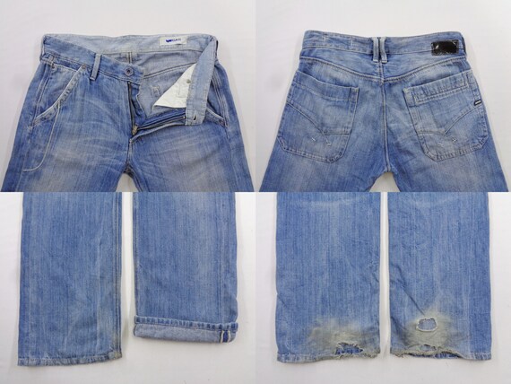 GAS Jeans Vintage Distressed Size 31 GAS Made in Romania Denim Jeans Size 31 32x32.5 Etsy New Zealand