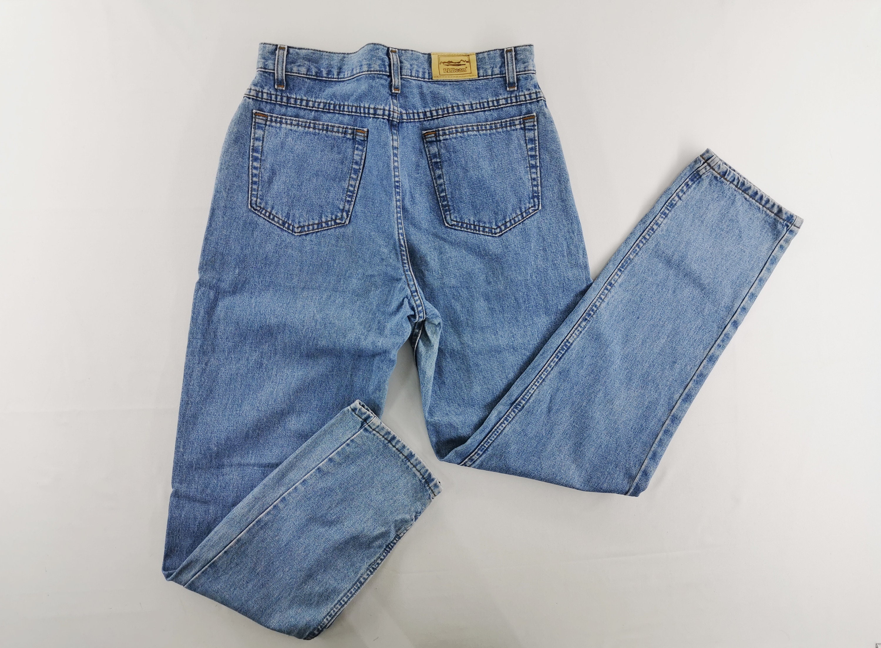 LL Bean Denim Fleece Lined Jeans Men's Size 42X32 Relaxed Fit Tapered Leg  Blue