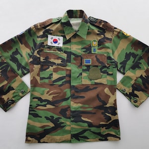 Army Jacket Vintage Korean Army Military Camouflage Jacket Size M