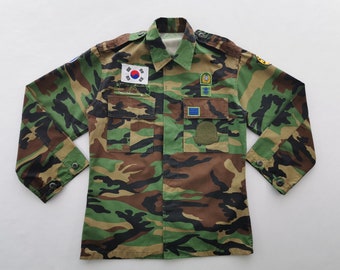 Army Jacket Vintage Korean Army Military Camouflage Jacket Size M