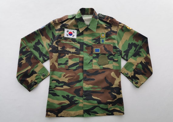 Army Jacket Vintage Korean Army Military Camoufla… - image 1