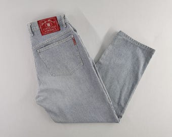 Lucky Brand Dungarees Jeans Vintage 90's Lucky Brand Dungarees Made In USA Hickory Striped Denim Jeans Size 31