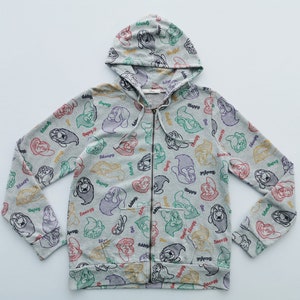 The Seven Dwarfs Hoodie Disney The Seven Dwarfs Over Print Zipper Hoodie Sweatshirt Size L