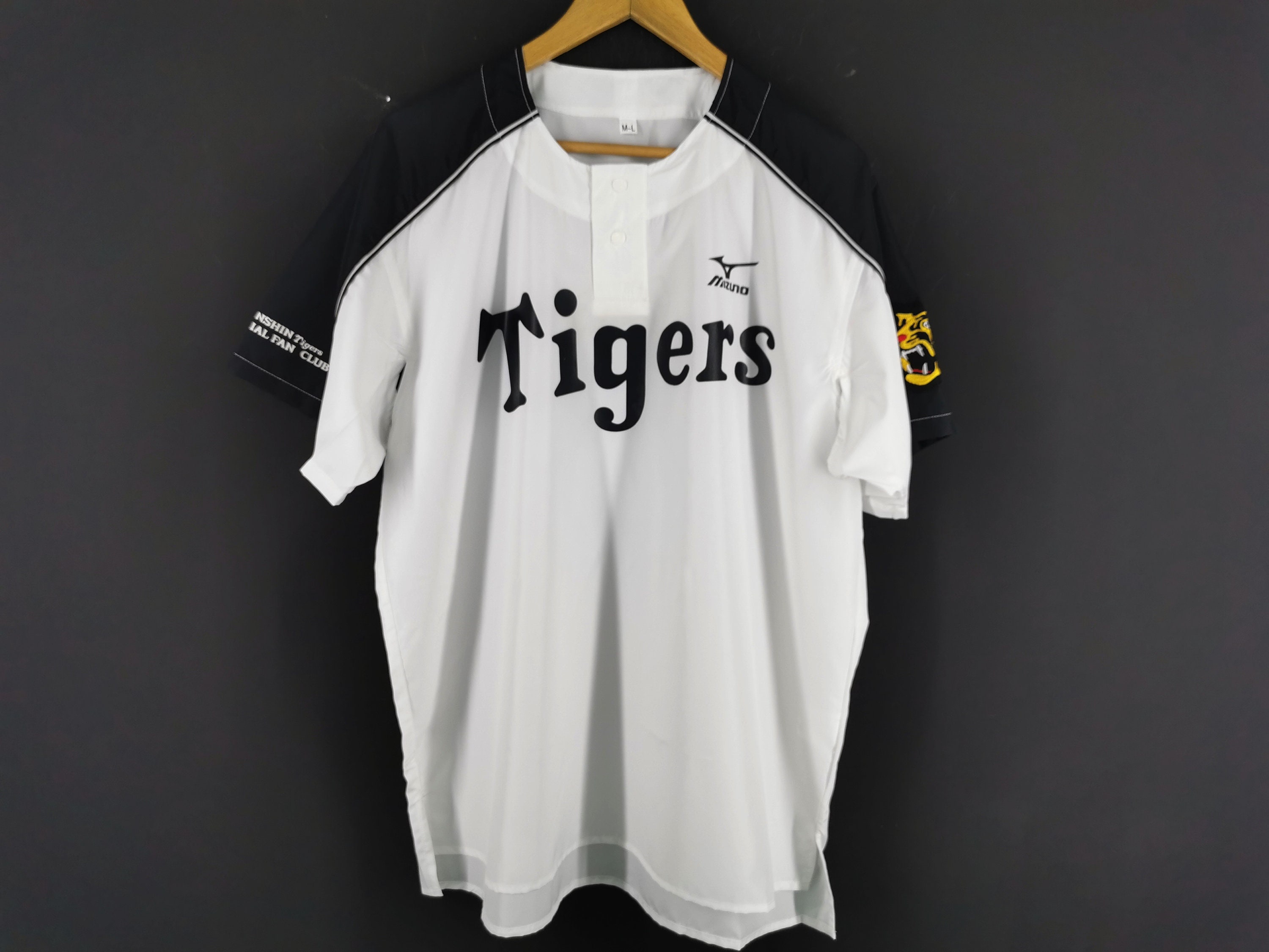 Retro Japan Promotional Hanshin Tigers Pin Stripe Baseball Light Jersey Yellow